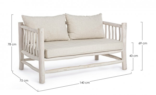 Canapele Sahel, Lemn de tec, Alb, 140x75x78 cm  [2]