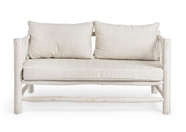 Canapele Sahel, Lemn de tec, Alb, 140x75x78 cm  [3]