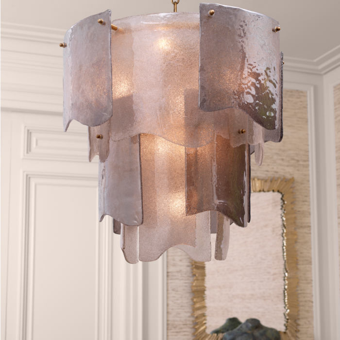 Candelabru, Asinara S sticlă fumurie, finisaj din alamă cu aspect vintage, Dims: Ø 61 | H. 60  (CM) [2]