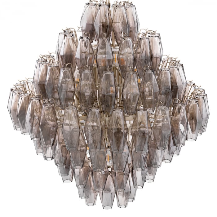 Candelabru, Benini L din sticla fumurie nichelat [6]