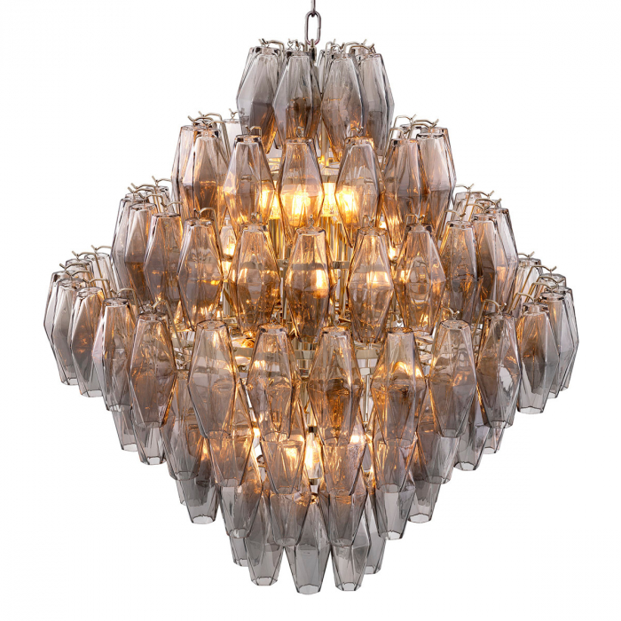 Candelabru, Benini L din sticla fumurie nichelat [1]