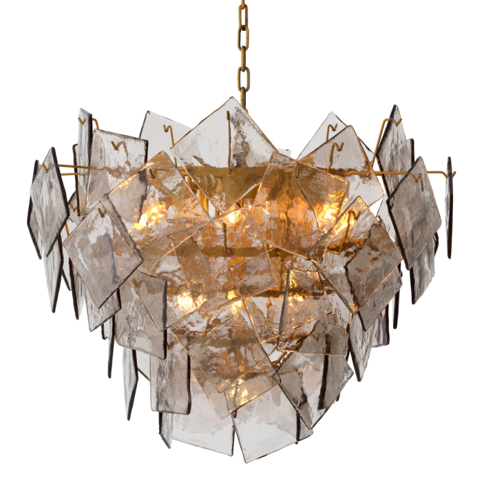 Candelabru Biltmore cu finisaj alama antica, sticla fumurie |Ø 80 | H. 65 cm  [1]