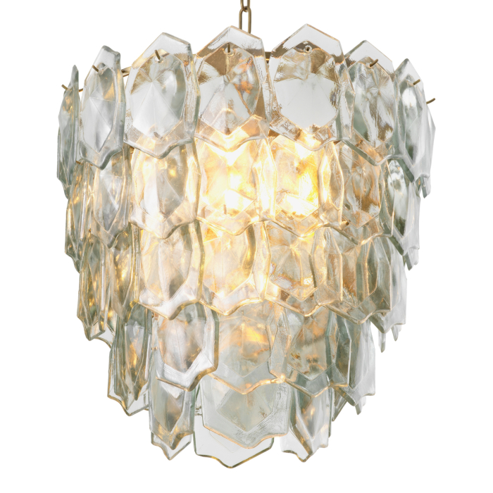 Candelabru Elias cu finisaj vintage din alama si sticla transparenta [3]