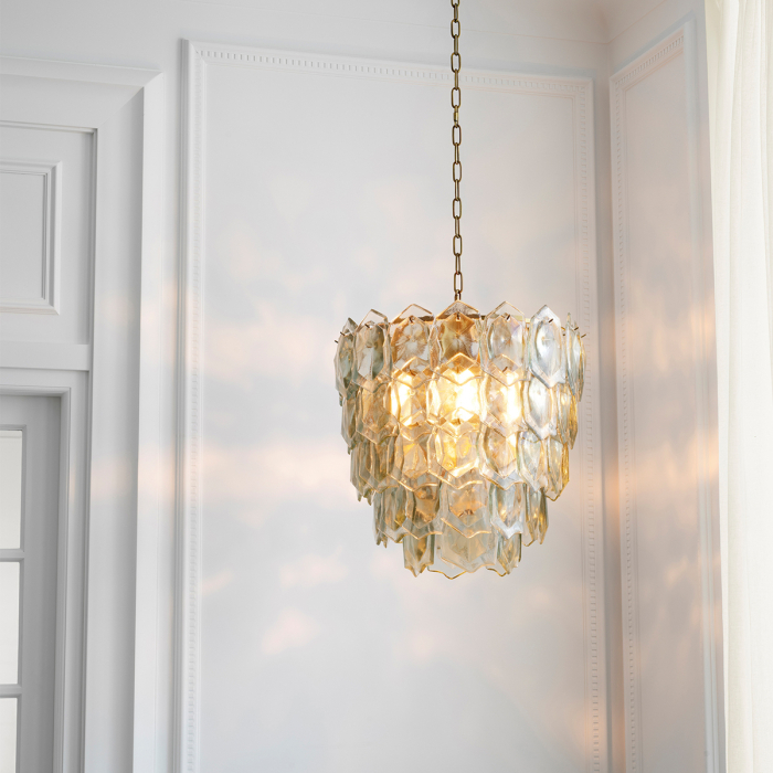Candelabru Elias cu finisaj vintage din alama si sticla transparenta [1]