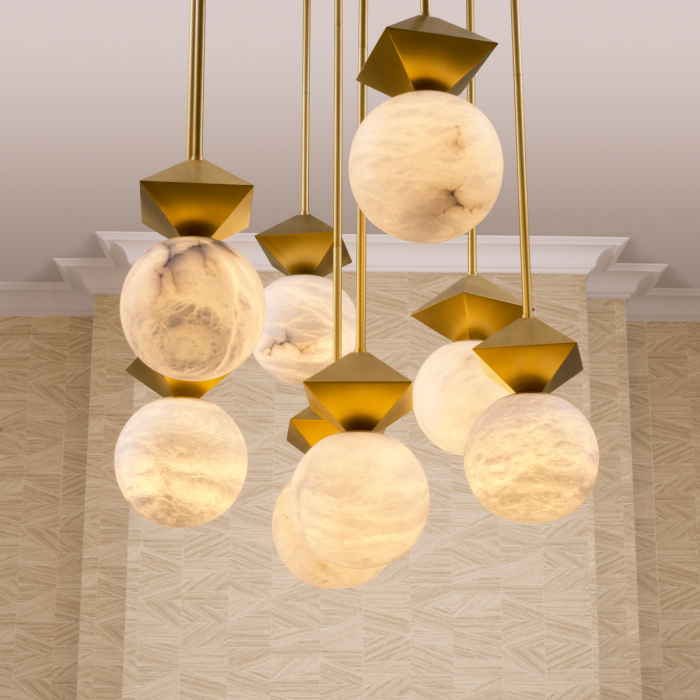 Candelabru, Elko, finisaj din alamă cu aspect vintage, Dims: Ø 23 | H. 40 | min H. 107  (CM) [2]