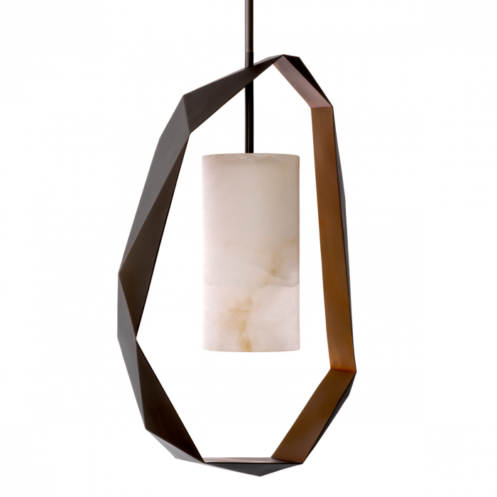 Candelabru, Santos cu finisaj gunmetal, alabastru, Dims: W. 51 | D. 18 | H. 76  (CM) [3]