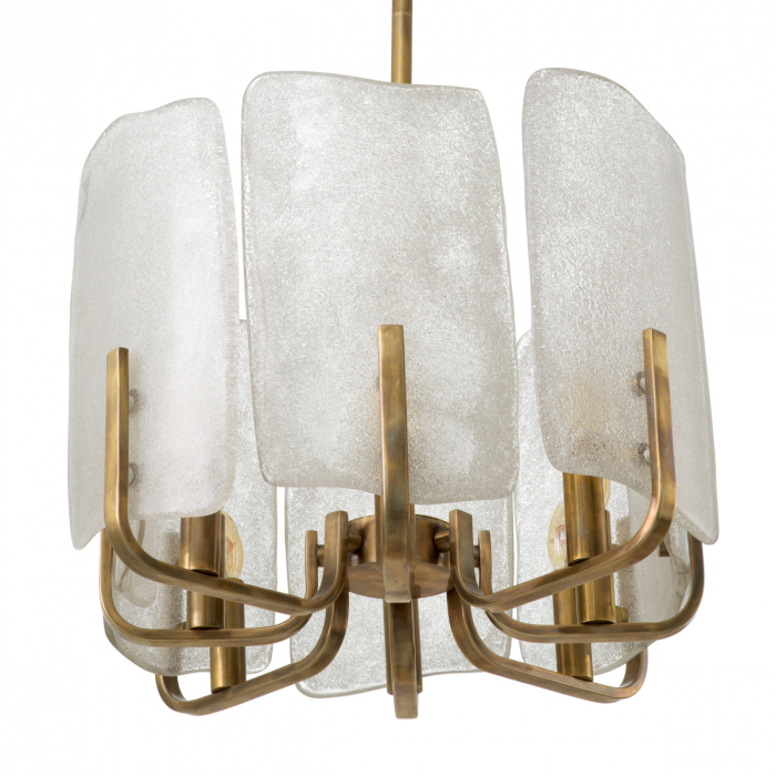 Candelabru, Serrano vintage din alamă, sticlă lucrată manual, Dims: W. 53 | D. 52 | H. 42  (CM) [4]