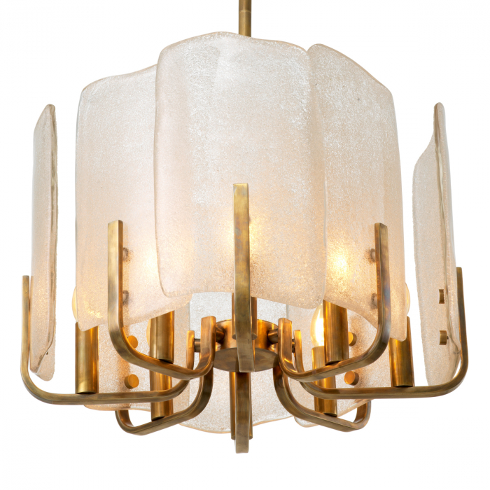 Candelabru, Serrano vintage din alamă, sticlă lucrată manual, Dims: W. 53 | D. 52 | H. 42  (CM) [3]