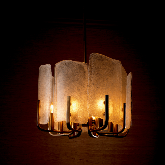 Candelabru, Serrano vintage din alamă, sticlă lucrată manual, Dims: W. 53 | D. 52 | H. 42  (CM) [2]
