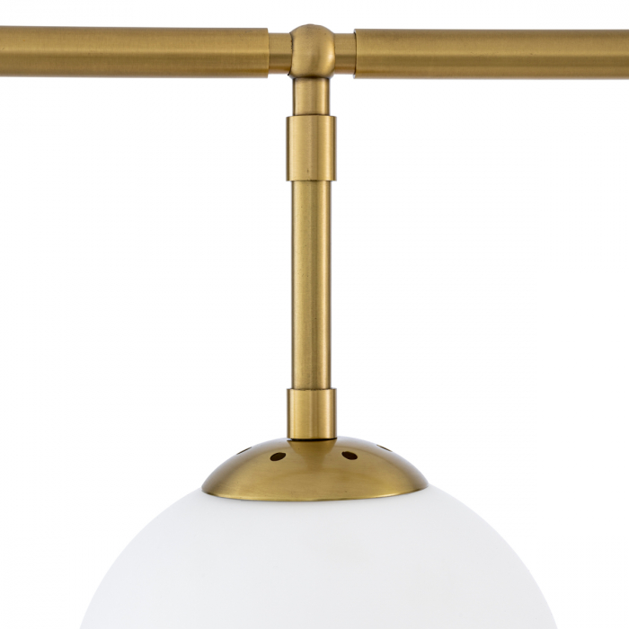 Candelabru, Tara din sticlă albă, finisaj din alamă cu aspect vintage, Dims: W. 180 | D. 20 | H. 39  (CM) [4]