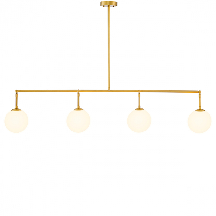 Candelabru, Tara din sticlă albă, finisaj din alamă cu aspect vintage, Dims: W. 180 | D. 20 | H. 39  (CM) [3]