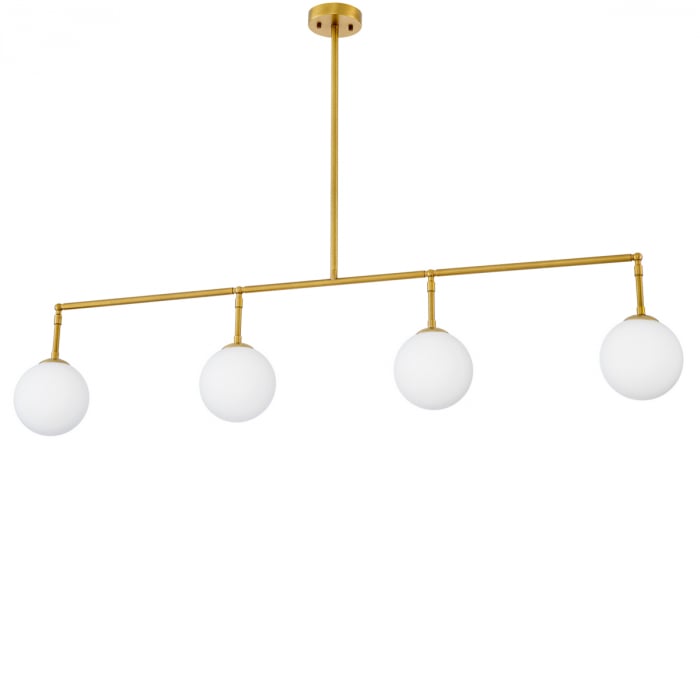 Candelabru, Tara din sticlă albă, finisaj din alamă cu aspect vintage, Dims: W. 180 | D. 20 | H. 39  (CM) [2]