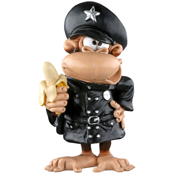 Caricatura Maimuta "Politist", Rasina sintetica, maro, gri, L. 7 cm, l. 8 cm, H 13 cm [3]