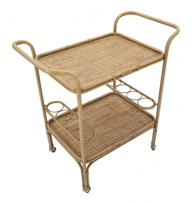 Masa cu roti PANAMA, Maro, Fier/Lemn/Plastic, 87.5x83x46 cm [2]
