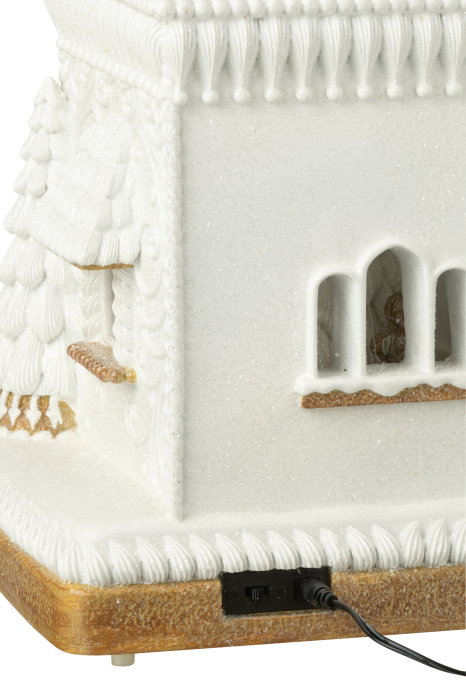 Casuta cu LED-uri din turta dulce si Mos Craciun, bej/alb [4]