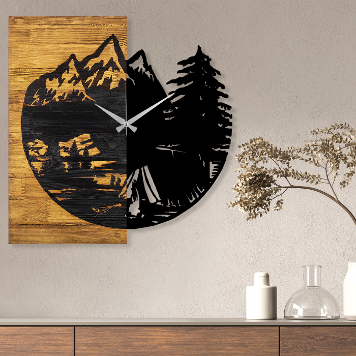 Ceas de perete decorativ din lemn