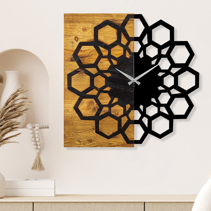 Ceas de perete decorativ din lemn