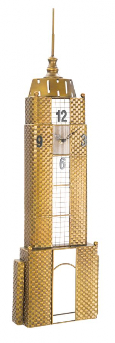 Ceas de perete Empire building, fier, auriu, 23,5X6.5X78 cm [2]