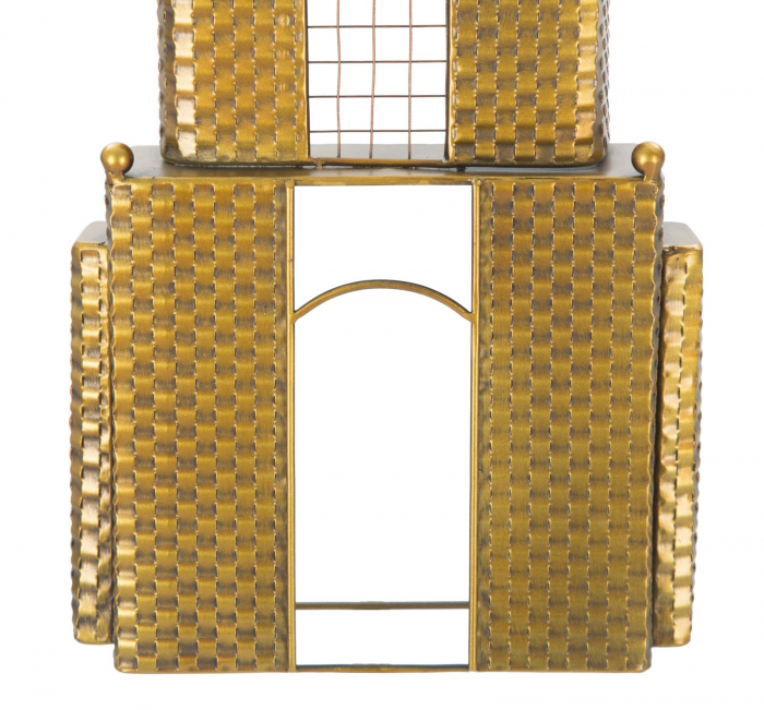 Ceas de perete Empire building, fier, auriu, 23,5X6.5X78 cm [8]
