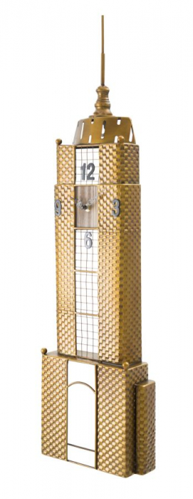 Ceas de perete Empire building, fier, auriu, 23,5X6.5X78 cm [3]