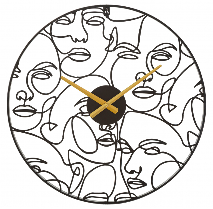 Ceas de perete Faces, Fier, Negru, 50x50x3.5 cm [5]