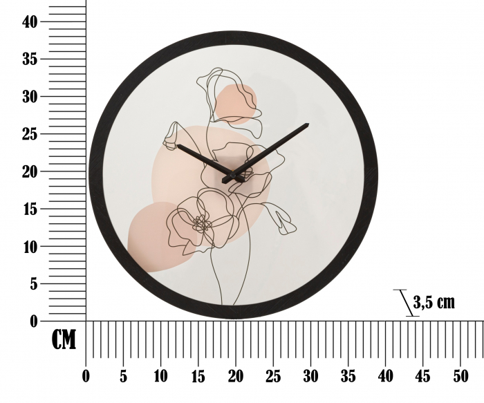 Ceas de perete Flower -B-, Fier/Sticla, Multicolor, 40x40x3.5 cm [6]