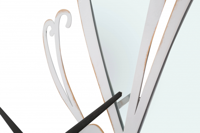 Ceas de perete Glam Farfalla, Fier/MDF/Oglinda, Alb, 64x66x4,5 cm [4]