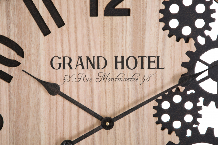 Ceas de perete Grand, Fier/MDF, Maro/Negru, 60x60x4.5 cm [4]