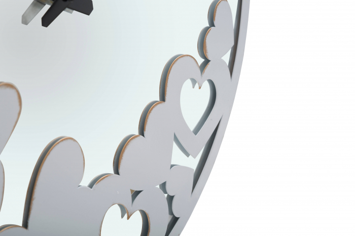 Ceas de perete Heart, Fier/MDF/Oglinda, Alb, 55x55x4 cm [4]