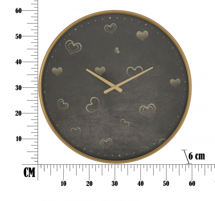 Ceas de perete Hearts, fier/MDF/sticla, multicolor, Ø 60X6 cm [3]