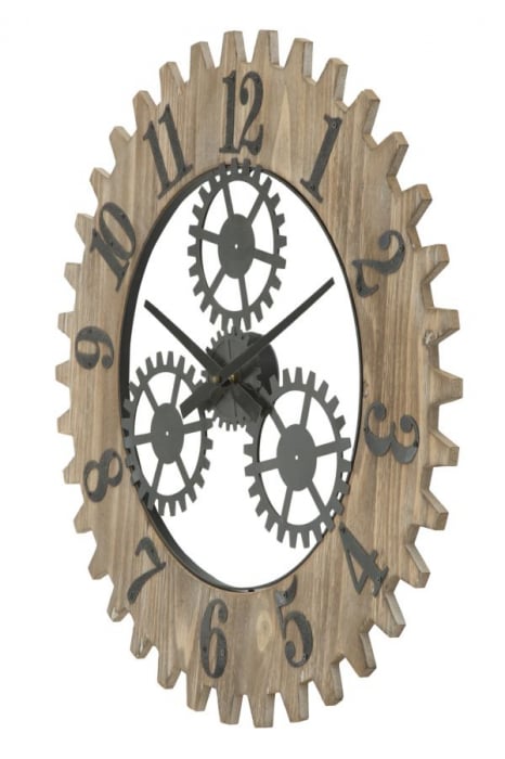 Ceas de perete Ingranaggio plus, fier/MDF, negru/maro, Ø 60X4 cm [3]