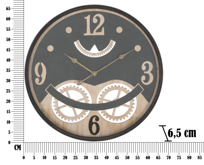 Ceas de perete, Lemn/Metal, Negru/Maro, 70x17.5x71 cm [6]