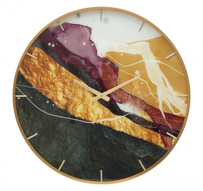 Ceas de perete Mity, Sticla MDF Metal, Multicolor, 60x5x5 cm