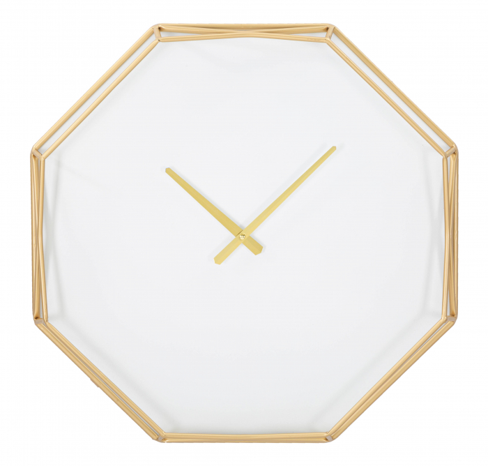 Ceas de perete Octagonal, Fier/Plastic, Auriu, 56x56x6,5 cm [6]