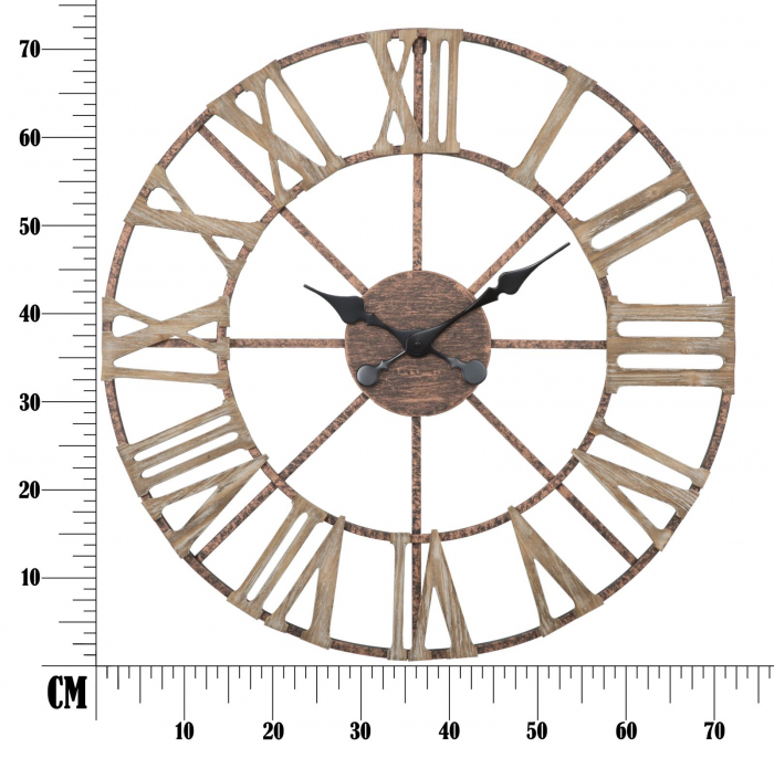 Ceas de perete Plus, fier/MDF, maro, Ø 71.5X4 cm [8]