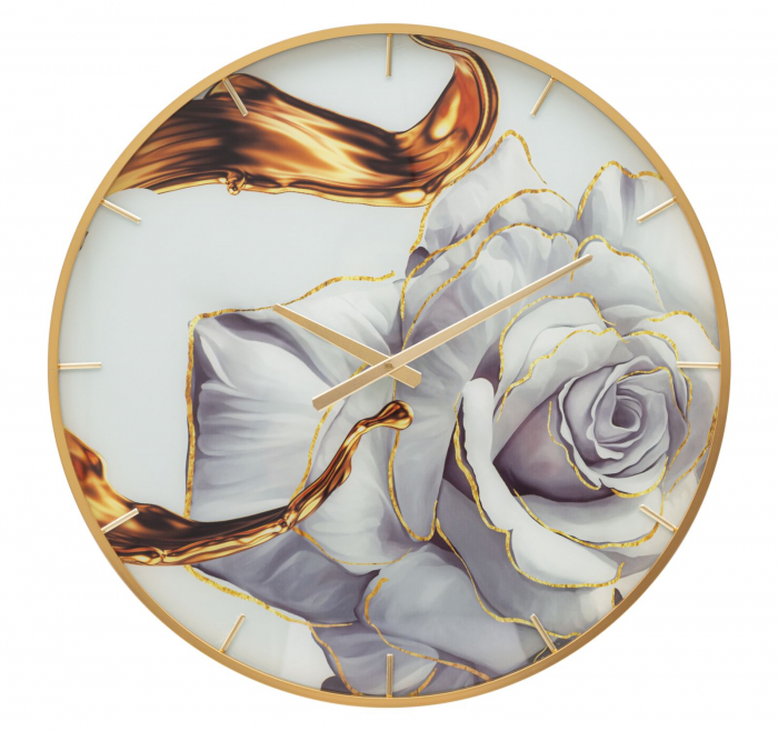 Ceas de perete Rose, Sticla MDF Metal, Multicolor, 60x5x5 cm