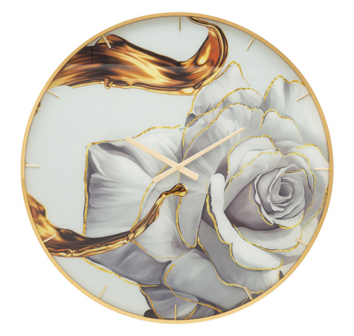 Ceas de perete Rose, Sticla MDF Metal, Multicolor, 80x5x5 cm