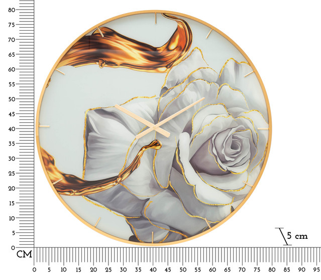 Ceas de perete Rose, Sticla/MDF/Metal, Multicolor, 80x5x5 cm [7]