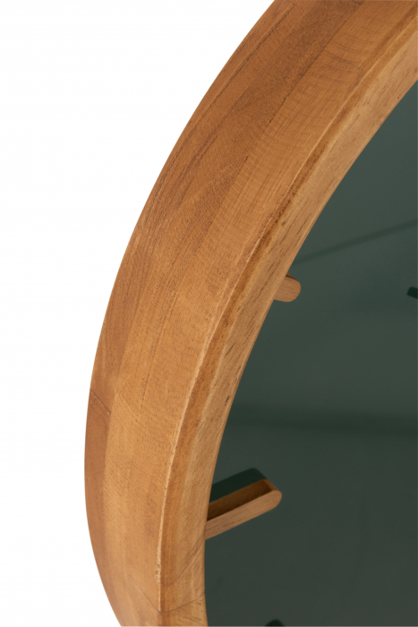 Ceas de perete Round, Lemn/Sticla, Maro/Verde, 40x40x5 cm [3]