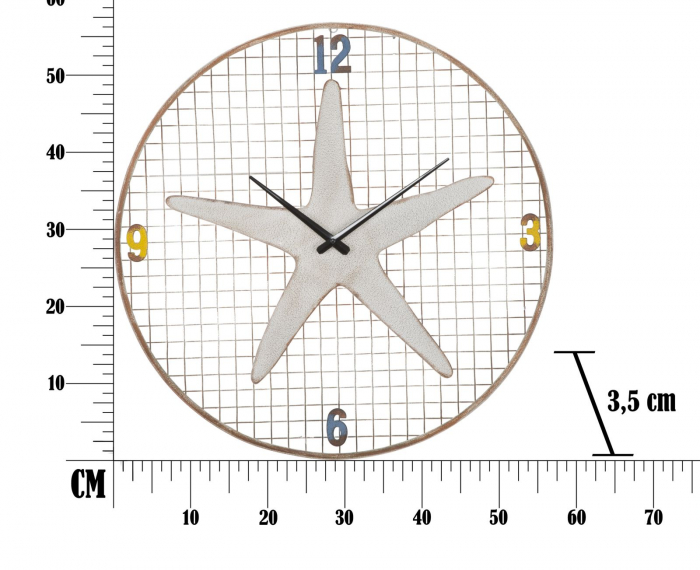 Ceas de perete Starfish, fier, alb, Ø 57X3.5 cm [9]