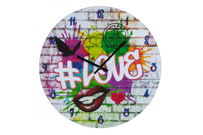 Ceas de perete Street Art, MDF, Multicolor, 2x33.8 cm