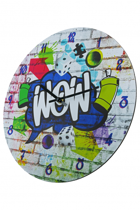 Ceas de perete Street Art, MDF, Multicolor, 2x33.8 cm [2]