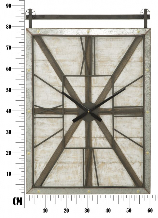 Ceas de perete West, lemn/MDF/fier, multicolor, 60X4X89 cm [8]