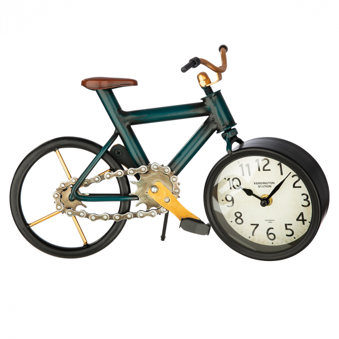 Ceas de podea/masă, Bicycle, Metal, albastru închis, PU 1, L. 13 cm, L. 34 cm, H 24 cm [1]