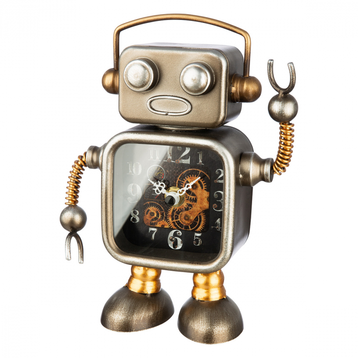Ceas de podea/masă, Robot, Metal, argintie, PU 2, L. 6 cm, l. 16 cm, H 20 cm [1]