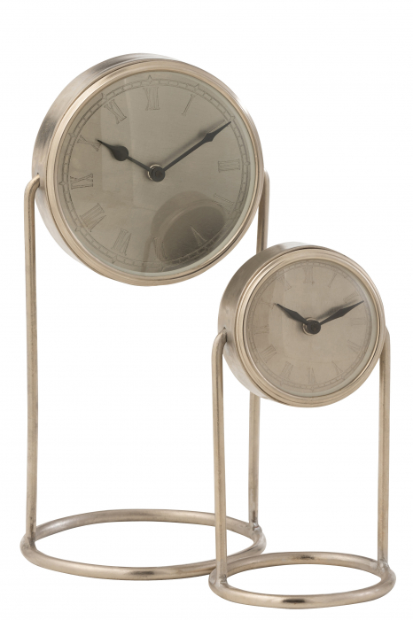 Ceas Retro, Metal, Argintiu, 18x18x36 cm [2]