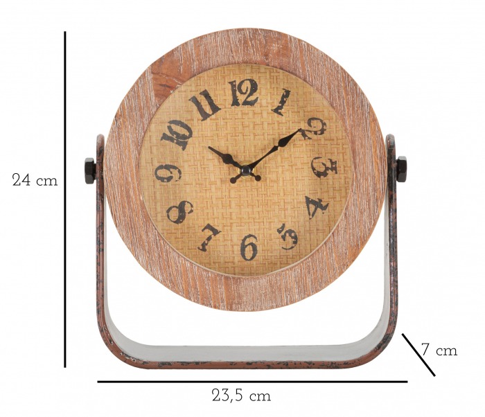 Ceas Round, Fier/Lemn, Maro, 24x23.5x7 cm [6]