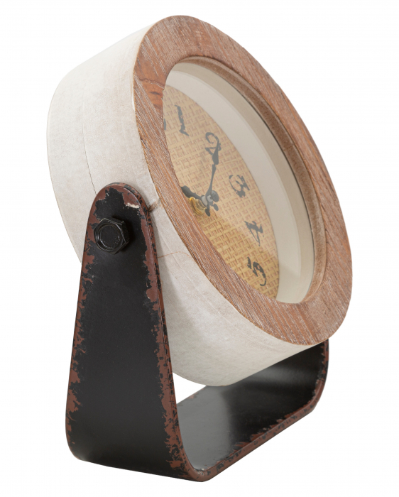 Ceas Round, Fier/Lemn, Maro, 24x23.5x7 cm [4]