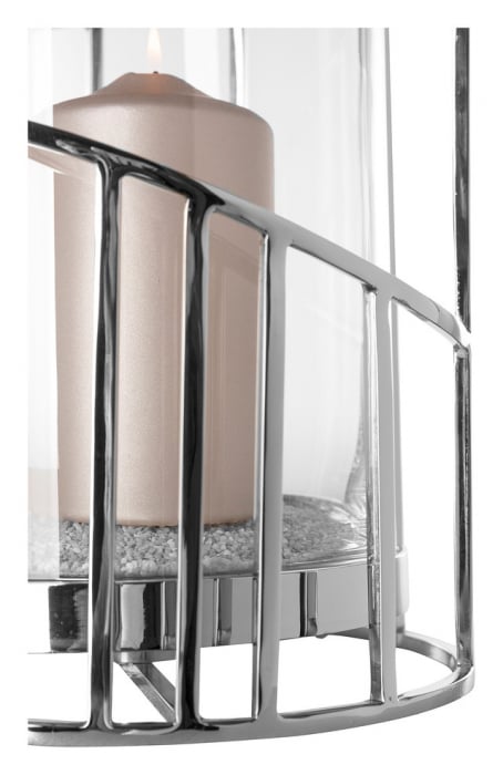 CELINE, Suport lumânare incl. sticlă, nichel, h. 29,5 cm, d. 21,5 cm [6]