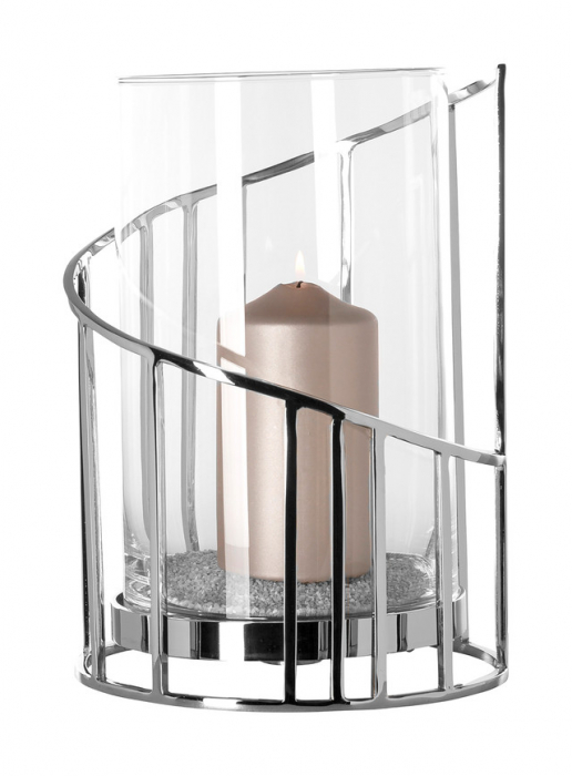 CELINE, Suport lumânare incl. sticlă, nichel, h. 29,5 cm, d. 21,5 cm [4]